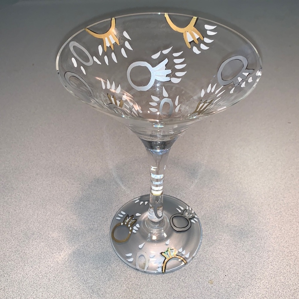 Lolita Hand Painted Bridal Martini Glass with “Wedding” Cocktail Recipe